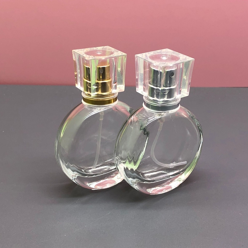 Glass Portable Perfume Spray Bottle 25ML Flat Round Refillable 1000 Pcs