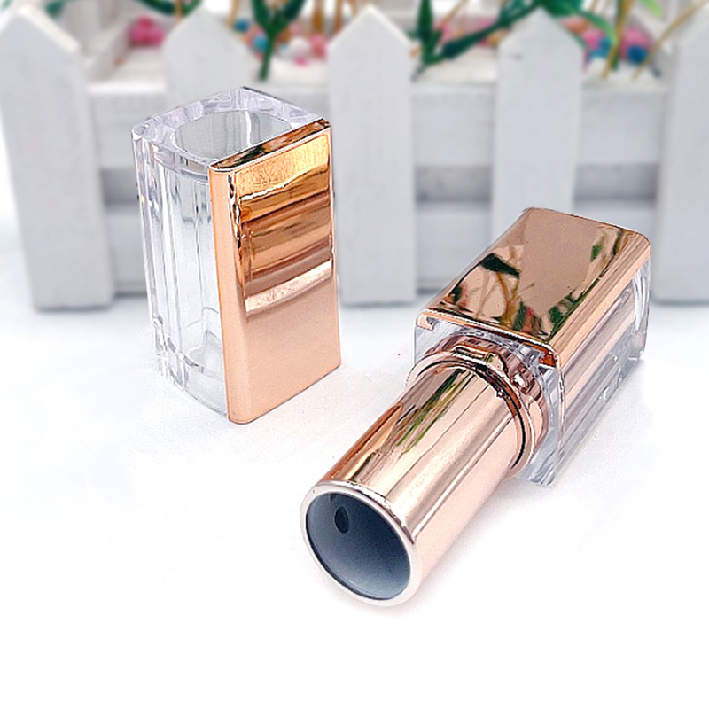 Fashionable Smooth Square Rose Gold Lipstick Tubes 20g