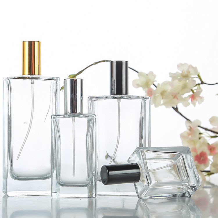 Silver Cap Aluminum Square Crystal Perfume Bottle 30ml 50ml 100ml